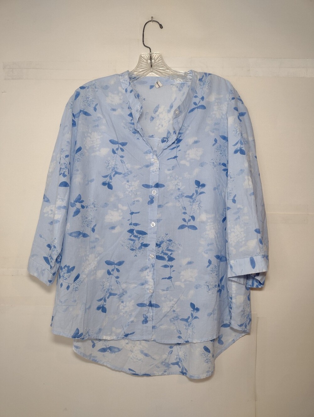 Simuyao Women's Light Blue Floral Button-Front Blouse Size (XL)